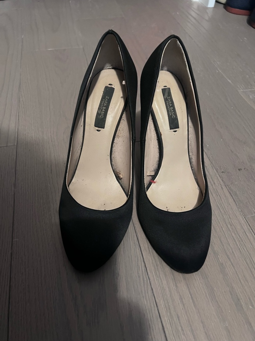Zara Black Satin Pumps